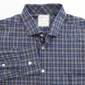 Billy Reid Mens Standard Blue Yellow Plaid Long Sleeve Button Up Shirt Medium